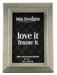 Mia Designs Picture Frame White with Silver Lines 4x6 (10x15cm) Photo Frame for Desk, Wall and Table Top in Eco-friendly PS material Environmentally Friendly Freestanding Frame