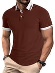 YUNDAI Mens Polo Shirts Summer Short Sleeve Breathable Cotton Buttons T-Shirt Casual Golf Tennis Gym Tops for Men Adult UK, Medium D-Coffee