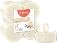 Bolsius True Scents - Lot de 8 Bougies Chauffe-Plat Maxi Parfum - Vanille - Longue durée de Combustion de 8 Heures - Bougie d'intérieur - Extraits naturels - Cire végétalienne - sans Huile de Palme