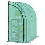 WOLTU Lean to Greenhouse, Walk-in Greenhouse, Green House for Garden, Tomato Greenhouse with 2 Zipped Roll-up Doors, 4 Ground Pegs, 4 Wind Ropes, 140g/m2 PE Cover, Steel Frame,Green, 200x100x210cm