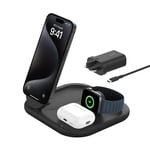 Belkin BoostCharge Pro 3-in-1 Magnetic Foldable Wireless Charger- Qi2 15W- Black