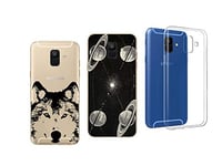 NOVAGO Pack de 3 Coques compatibles avec Samsung A6 (2018) SM-A600FN Coque Souple Transparente et Résistante Anti Choc avec Impression de qualité (Multicolore 6)