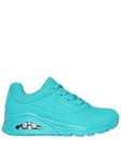 Skechers Uno Stand On Air Durabuck Lace Up Fashion Sneaker - Turquoise, Bright Blue, Size 5, Women