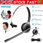 Mpow Bluetooth Headset Wireless On Ear Earpiece Hifi Car Truck Driver Headphone