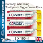 3 X 100ml Corsodyl Bleeding Gum Daily Whitening Toothpaste.  BIGGER Value Pack