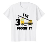 Youth I'm 3 And Digging It Boys 3rd Birthday Boy Decorations Bday T-Shirt