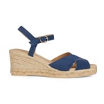 Geox Femme D Gelsa Low C Sandales compensées, Bleu Marine, 39 EU