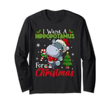 I Want A Hippopotamus For Christmas Shirt Hippo Candy Santa Long Sleeve T-Shirt