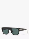 TOM FORD TR001363 Men's Rectangular Sunglasses, Shiny Black/Blue