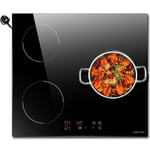 NOXTON Plaque Induction 3 Feux avec Prise, Plaque de Cuisson Induction Encastrable, Plaque à Induction avec Booster, Commande Tactile, Fonction Boost, Minuteur, Verrouillage d'enfant