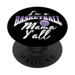 Southern Moms Cadeau de basket-ball fantaisie pour femme Violet et blanc PopSockets PopGrip Adhésif