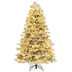 RELAX4LIFE Sapin de Noël 135cm, Arbre de Noel Slim Enneigées avec LED, 384 Pointes de Branche, et Pieds de Sapin de Noël en Métal (4.5FT - 688 Branches)