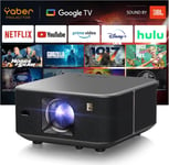 Videoprojecteur 1600 ANSI avec Son JBL, Yaber K3 Projecteur Video Google TV, 30W Haut-Parleurs, WiFi6 Bluetooth Retroprojecteur Auto Focus/Keystone, évitement d'objets et Adaptation à l'écran(Gris)