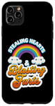 Coque pour iPhone 11 Pro Max Stealing Hearts & Blasting Pets Funny Valentines Rainbow