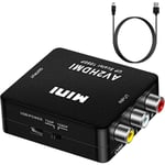 Jusch - Adaptateur rca vers hdmi, Mini av rca cvbs vers hdmi Vidéo Audio Convertisseurs, Support 720 1080P pour pc Xbox PS3 PS2 tv stb