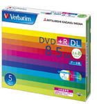 5 Verbatim Blank DVD+R 8.5GB DL DTR85HP5V1 with slim case