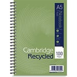 Cambridge Notebook A5 Ruled Spiral Bound Cardboard Hardback Green Perforated 100 Pages 50 Sheets Pack of 5