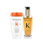 KÉRASTASE Nutritive & Élixir Ultime - Routine Nourrissante & Sublimatrice pour Cheveux Secs - Shampoing Bain Satin (250 ml) + Huile Originale Rechargeable (75 ml)