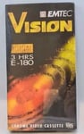 EMTEC Vision E-180 3HR Blank VHS Chrome Video Tapes x2 - New & Sealed FREE P&P