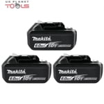 Makita Genuine BL1860 18V 6.0Ah Battery Triple Pack For Makita DBO180Z, DKP180Z