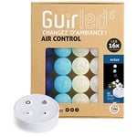 GuirLED - Guirlande lumineuse boules coton LED USB - Télécommande sans fil - Veilleuse bébé 2h - Adaptateur secteur double USB 2A inclus - 4 intensités - 16 boules 1.6m - Océan