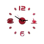 Oppal 3D Bricolage Chiffres Romains Acrylique Miroir Autocollant Mural Horloge décor à la Maison Stickers muraux, Horloge pour Le Jour de Pâques (Rouge)