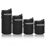 Neewer Pack de 4 Housse Objectif, Sacoche d'Objectif avec Néoprène Protecteur Epais pour objectif d'Appareil Photo DSLR (pour Canon, Nikon, Sony, ) Comprend : Petit, Moyen, Grand, Taille XL