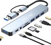 Hub USB 3.0 2.0 USB-C 8 ports : répartiteur,rallonge,adaptateur multiport avec lecteur de carte SD,TF,ports audio-Élargissez votre ordinateur portable,MacBook,PC,clé USB et plus.[W131]