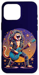 Coque pour iPhone 16 Pro Max Drôle Chat Rockstar Guitare Joueur Cheveux Métal Glam Rock Band