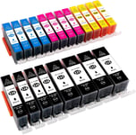 Lot De 20 Cartouches D'Encre Xl Avec Puce Pour Canon Pixma Mg5300 Mg5350 : 4 X Canon Pgi-525Bk 4 X Canon Cli-526C 4 X Canon Cli-526M 4 X Canon Cli-526Y 4 X Canon Cli-526Bk