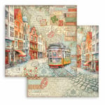 Stamperia - Feuille de scrapbooking pour scrapbooking, albums, cartes, bullet journaux, et plus, sans acide, double face, parfaite pour les loisirs, les travaux manuels et les cadeaux (type de voyage,