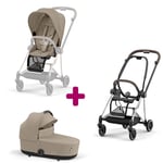 Cybex Pack Poussette Duo Châssis poussette Mios chrome brown 2022 + siège Cozy Beige Nacelle Luxe