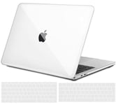 TECOOL Coque Compatible avec MacBook Pro 13 Pouces 2016-2022 (M2 M1 A2338/A2289/A2251/A2159/A1989/A1706/A1708), Coque Rigide en Plastique Fine et Protection Clavier (UE AZERTY), Cristal Transparente