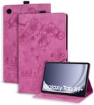 Coque Pour Galaxy Tab A9+/A9 Plus 11 Pouces 2023 Pu Cuir Cover Tablette Housse De Protection Samsung Galaxy Tab A9+ 2023 Porte-Crayons Portefeuille Tablet Étui Sm-X210/X215/X216 Rose Rouge