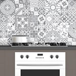 Ambiance Sticker Adhésifs Carrelages Autocollant Design Vintage Nuance de Gris Carreaux de Ciment Carrelage Sticker Mural Salle de Bain et Cuisine | 60 Pièces de 15 x 15 cm