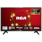 RCA Téléviseur 32 Pouces (TV 80 cm) LED HD Télévision avec Triple Tuner (DVB-C / T2 / S2), HDMI, CI+, Lecteur multimédia USB, Mode hôtel, Dolby Audio