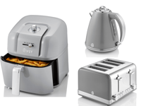 Swan Retro Grey Jug Kettle, 4 Slice Toaster & 6L Air Fryer Matching Kitchen Set