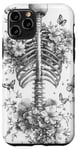 iPhone 11 Pro Skeleton Ribcage Anatomy with Flowers Butterflies Case