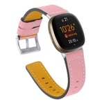 Tencloud Straps Compatible with Fitbit Versa 3 Strap, Replacement Leather Band Wristband for Fitbit Sense/Versa 3 Smartwatch Women Men (Pink)