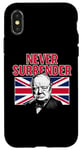 Coque pour iPhone X/XS Winston Churchill Never Surrender avec drapeau Union Jack