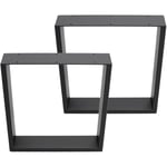 Ecd Germany - Set 2 Pieds de Table - 40 x 43 cm - Rectangulaire - Gris Foncé - en Acier Revêtu de Poudre - Pied de Meuble Banc - Support Profil Carré