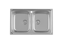 Roca A872801A01 2-Bowl Sink, Victoria 80, Stainless Steel