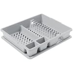 CURVER Egouttoir à Vaisselle 12 assiettes avec plateau - 45 x 38 x 8,8 cm - Gris