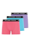 ANTONIO ROSSI (3/6 Pack) Men's Fitted Boxer Hipsters - Mens Boxers Shorts Multipack with Elastic Waistband - Cotton Rich, Comfortable Mens Underwear, Purple, Pink, Blue (3 Pack), XXL