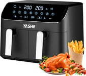 9L Dual Air Fryer 8-in-1 Touch Screen, 2 Drawer, Oil-Free, Timer, Dishwasher-Saf