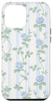 iPhone 14 Pro Max Coquette Blue Rose Floral Pattern Case