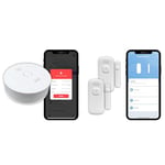 Détecteur de fumée connecté Wi-FI, Konyks Firesafe 2, Notifications en Temps réel sur Smartphone & Senso Charge 2, Lot de 2 Détecteurs d'ouverture Wi-FI avec Batterie Rechargeable