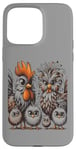 Coque pour iPhone 15 Pro Max Art de poulet amusant coloré d'Eagerlys, Crazy Chicken Family