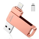 Cle USB 512 Go pour Apple Certifié Lightning,Vackiit Clé USB C Photo Stick USB 3.0 Flash Drive Stockage Externe Mémoria pour iPhone iPad Mac iOS Android PC avec MFI Lightning