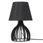 Beliani - Lampe de Table Déco Noire en Bois et Tissu avec Support Type Cage E27 Max 40W pour Chambre Table de Chevet ou Salon au Design Scandinave
